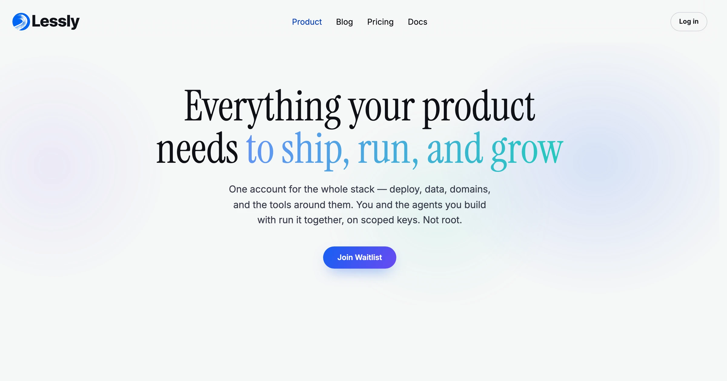 The Lepsto landing page, with sections for deployment, data, and domains